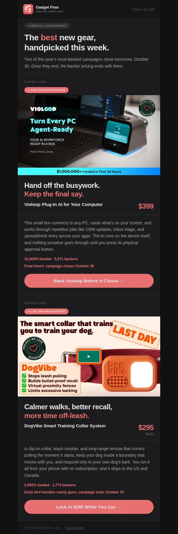 Don’t miss these two before Friday email from GadgetFlow screenshot