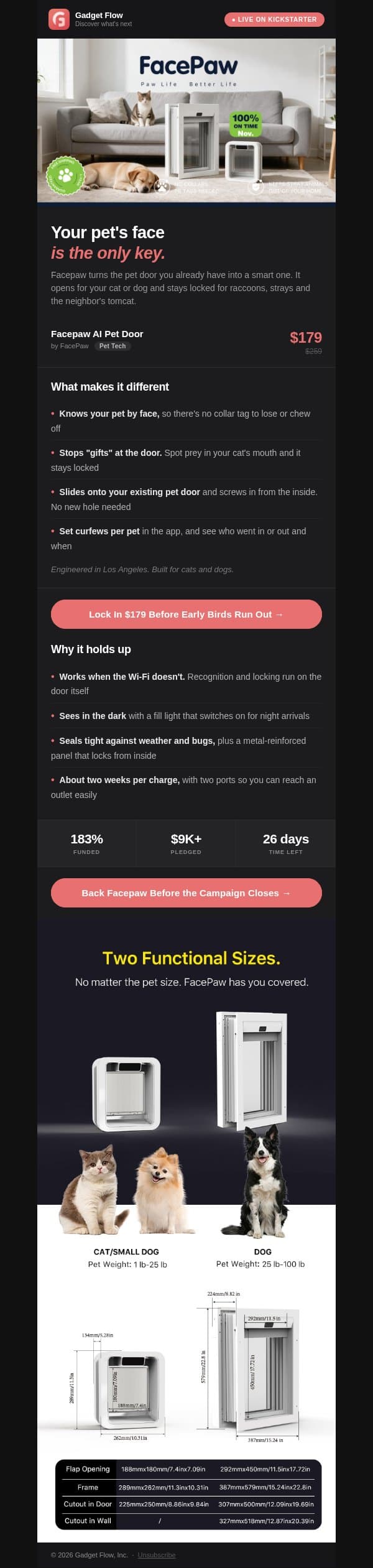 Your pet’s face is the key now email from GadgetFlow screenshot