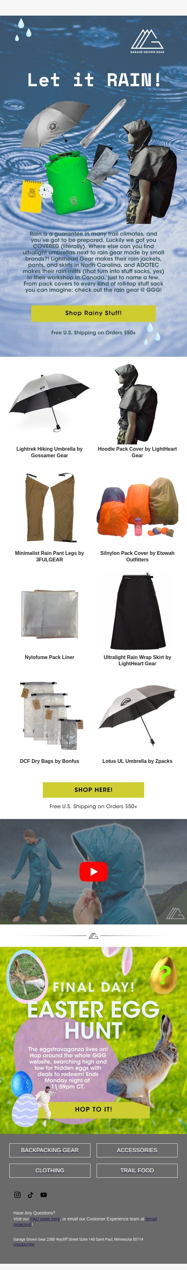 April showers bring.... mud. email from Garage Grown Gear screenshot
