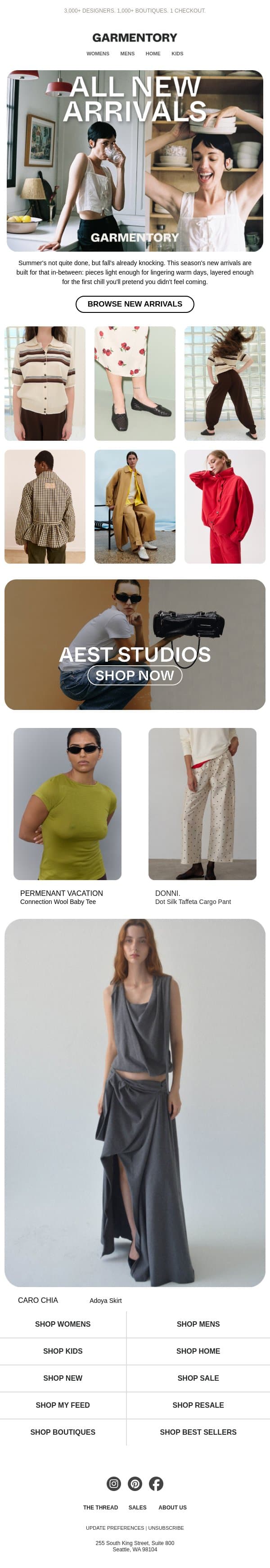ALL NEW ARRIVALS email from Garmentory screenshot