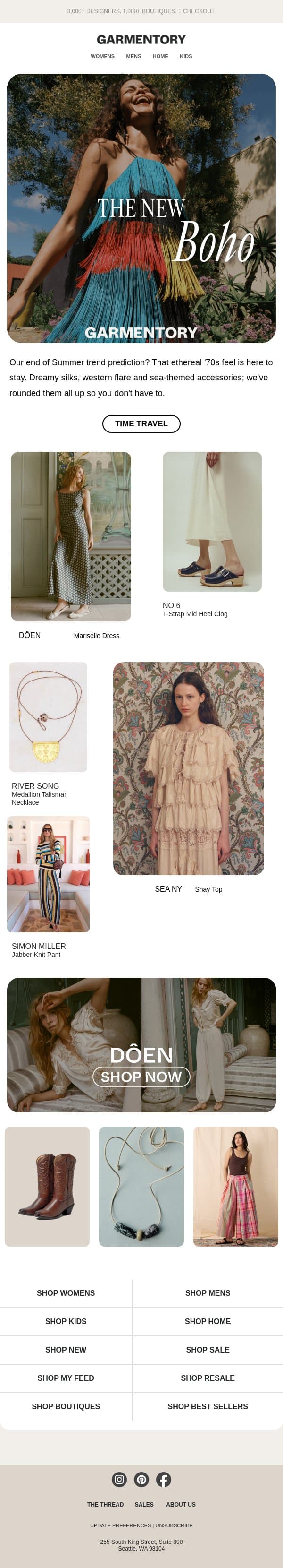 THE NEW BOHO email from Garmentory screenshot
