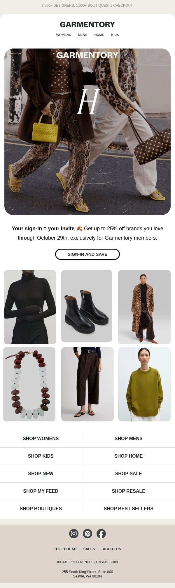 HEY, VIP! You're in 🔓 email from Garmentory screenshot