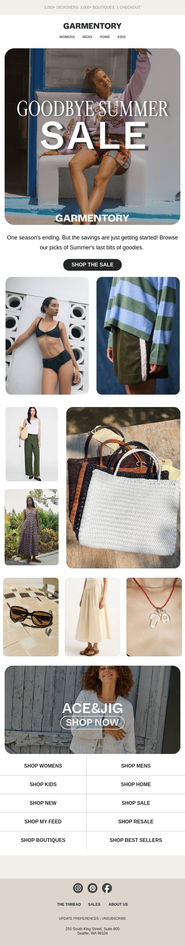 Summer is saying goodbye 🥲 email from Garmentory screenshot