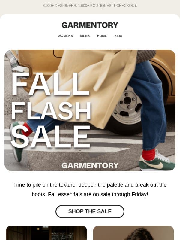 Our fall sale starts now 🍂 email from Garmentory