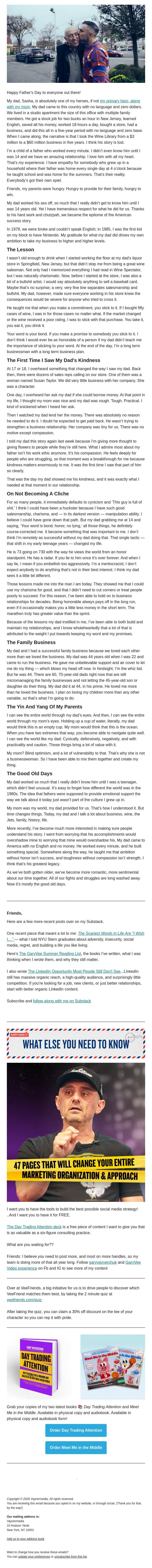 Your Word Is Bond: The Most Important Business Lessons My Dad Ever Taught Me email from Gary Vaynerchuk screenshot