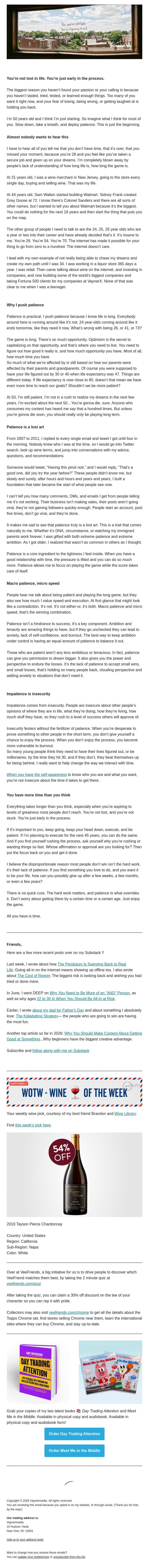 You're Not Lost. You're Just Early in the Process. email from Gary Vaynerchuk screenshot