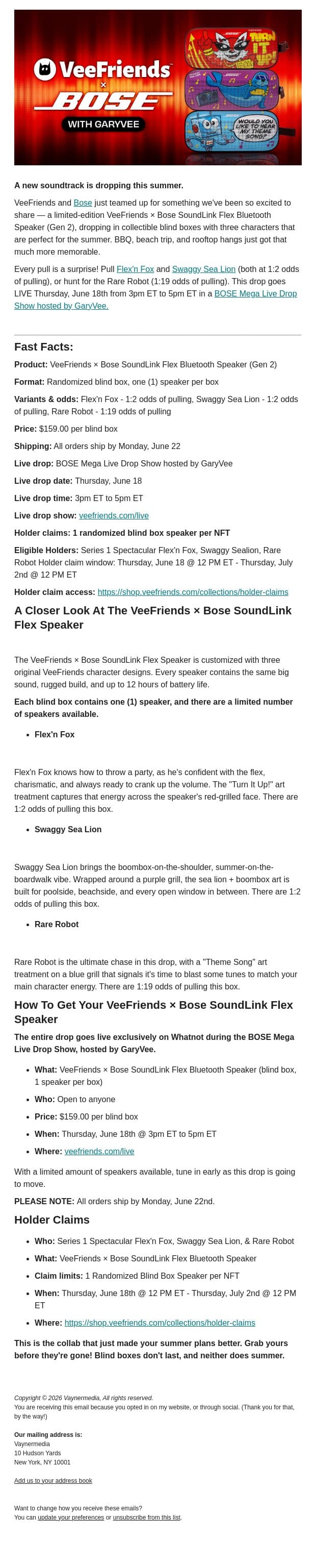 Like music? Want to learn the future of retail? Join me in 20 min email from Gary Vaynerchuk screenshot
