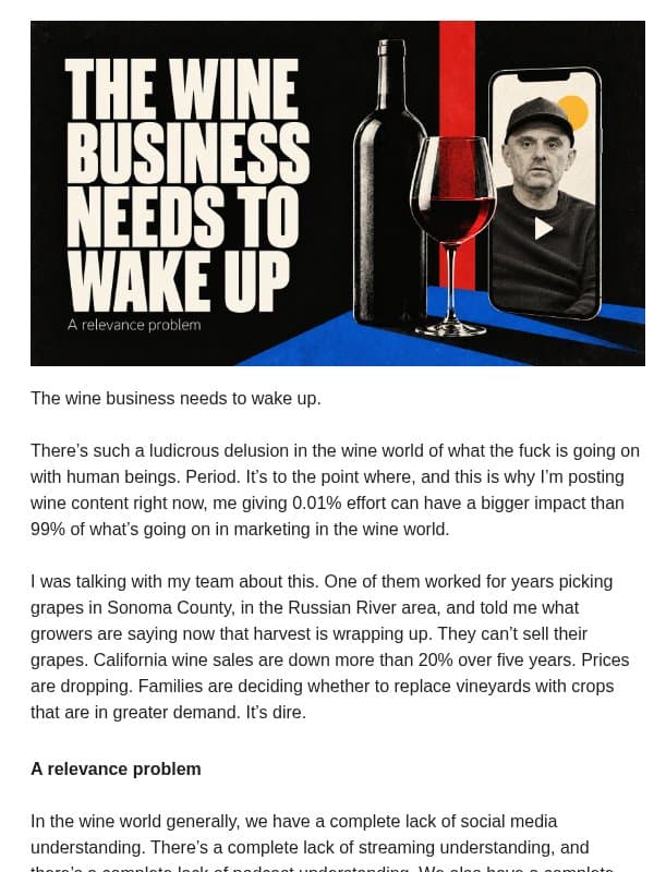 The Wine Business Needs to Wake Up email from Gary Vaynerchuk