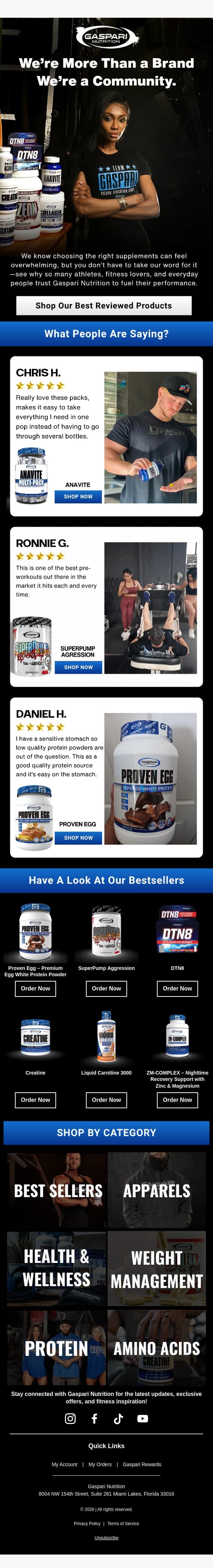 Real stories. Real transformations. email from Gaspari Nutrition screenshot