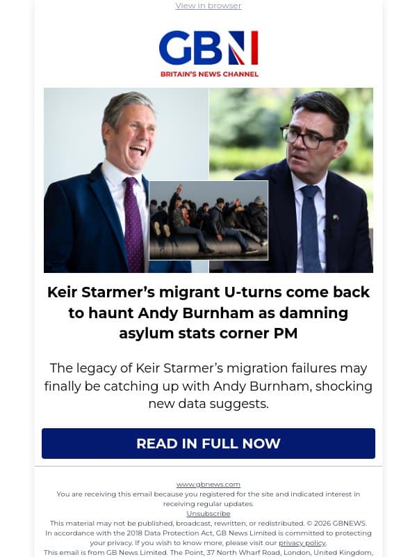 Keir Starmer’s migrant U-turns come back to haunt Andy Burnham as damning asylum stats corner PM email from GB News