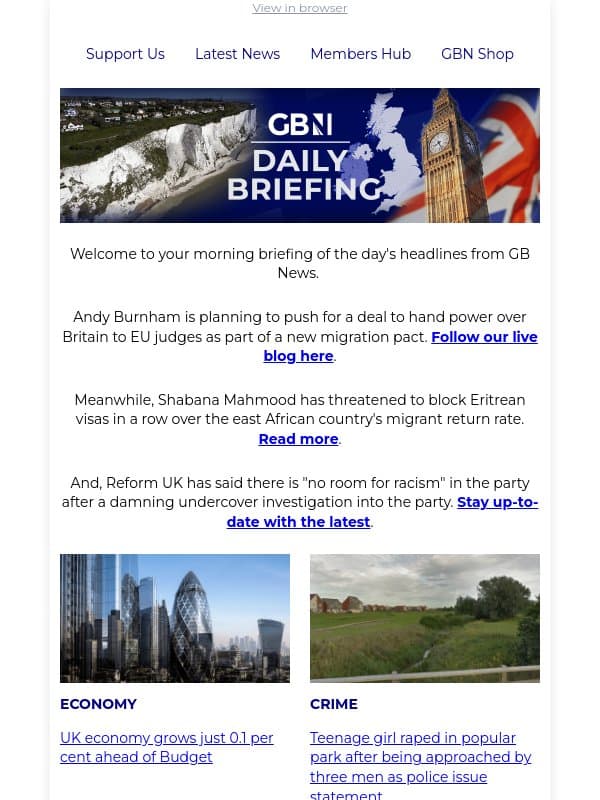Burnham pushes for deal to hand EU judges powers over Britain email from GB News