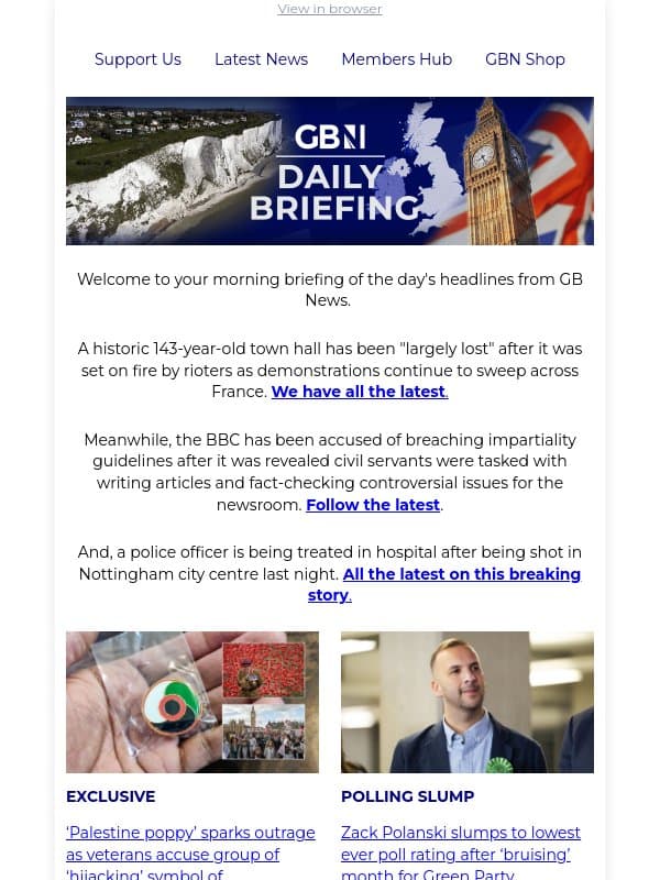 Historic town hall destroyed in night of chaos in France email from GB News