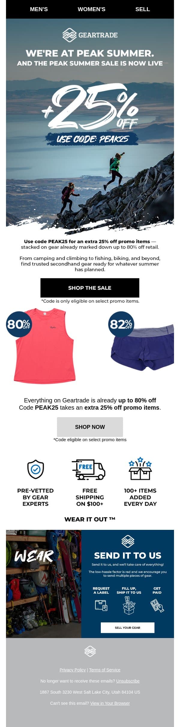 25% Off Summer's Best Gear ☀️ email from Geartrade screenshot