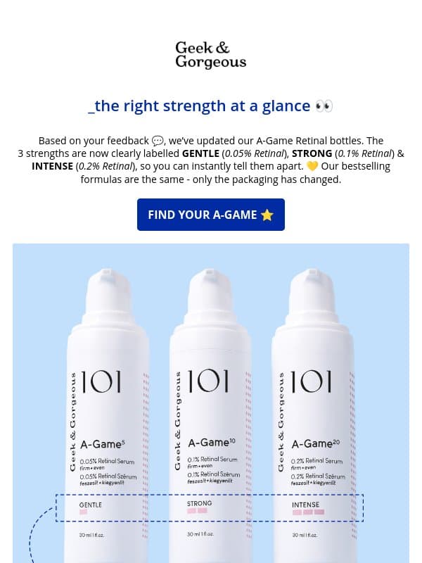 A-Game has a NEW look! 💛 email from Geek & Gorgeous