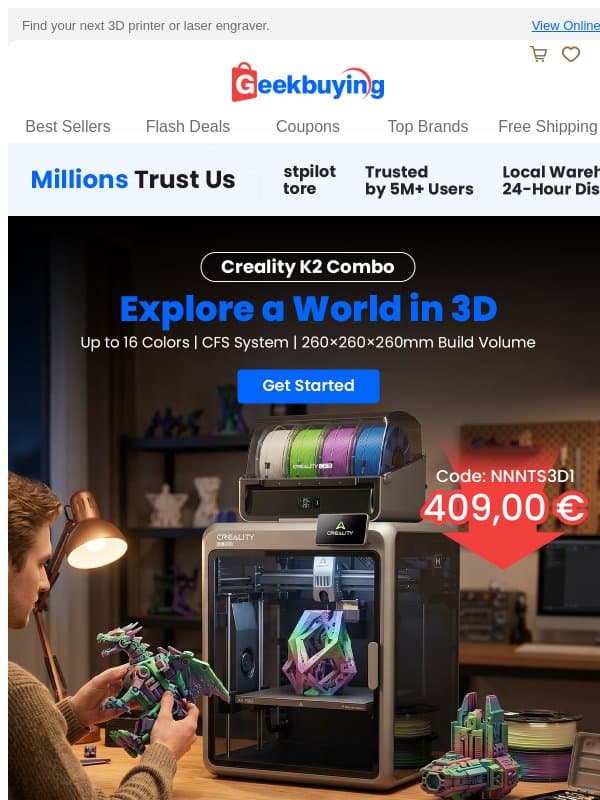 💰 Your Creality 10% Off Coupon Has Arrived email from GeekBuying