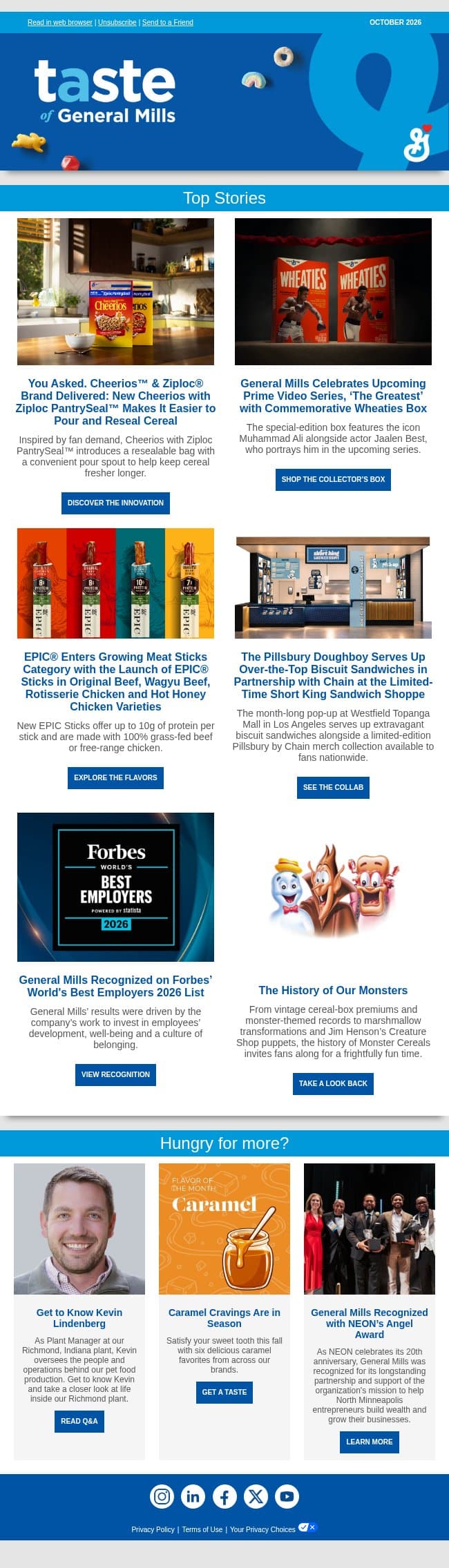 Cheerios with Ziploc PantrySeal™ is here! Explore the innovation and more epic new releases. email from General Mills screenshot
