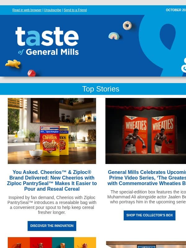 Cheerios with Ziploc PantrySeal™ is here! Explore the innovation and more epic new releases. email from General Mills