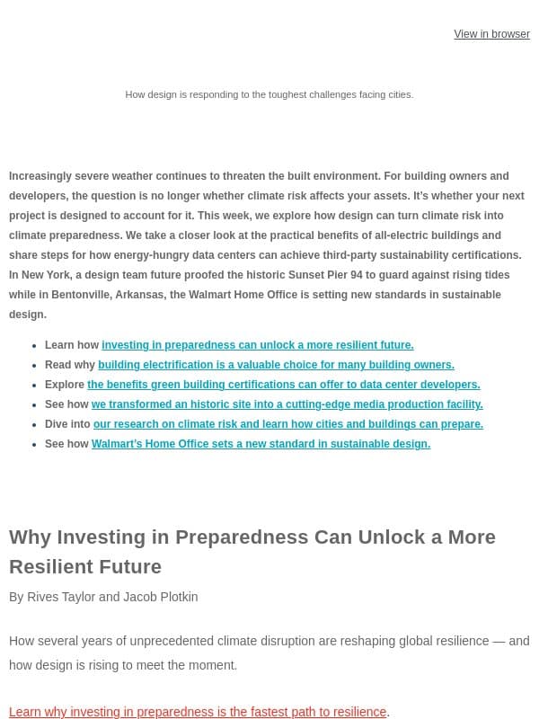 New Ideas for Resilient Buildings email from Gensler
