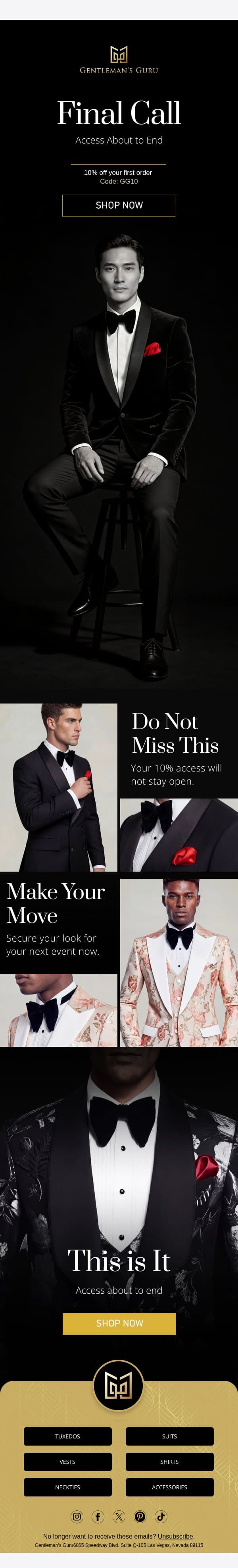 Last chance for 10% email from Gentleman's Guru screenshot