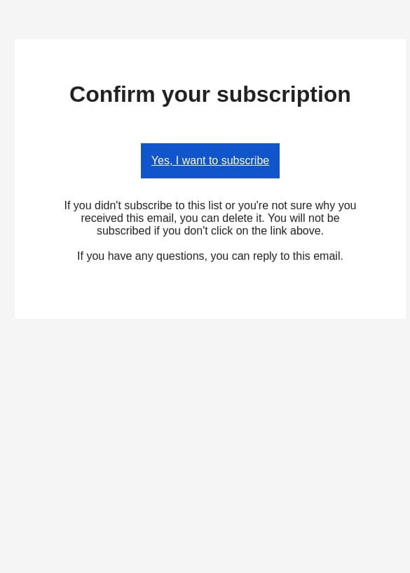 Confirm Your Subscription email from George Howell Coffee screenshot