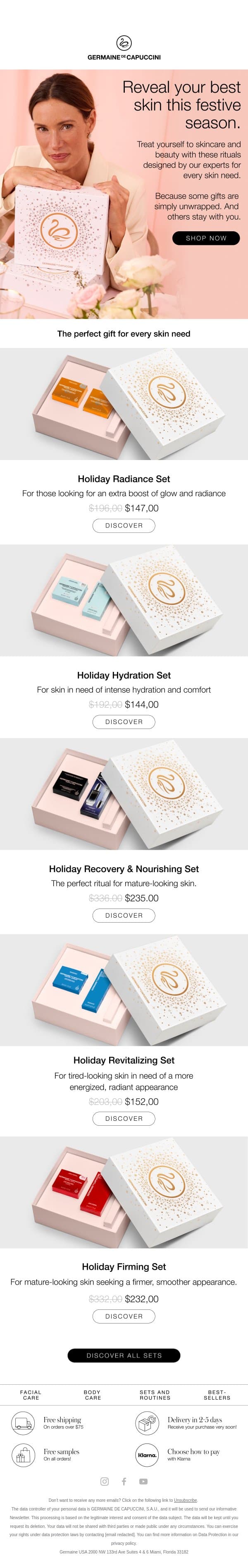 They're here! Holiday Sets π email from Germaine de Capuccini screenshot