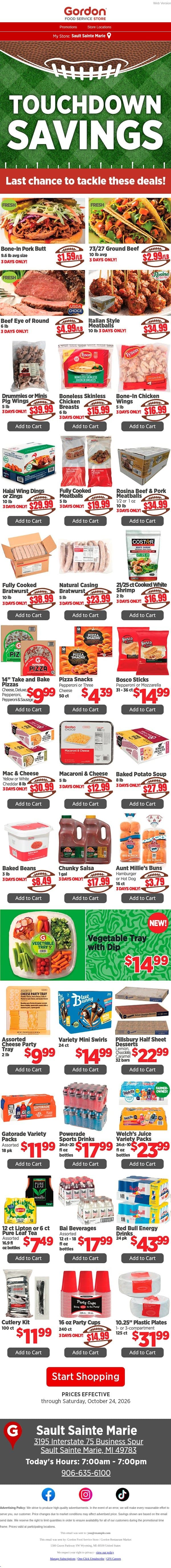 LAST CHANCE to tackle these deals🏈🔥 email from GFS Store screenshot