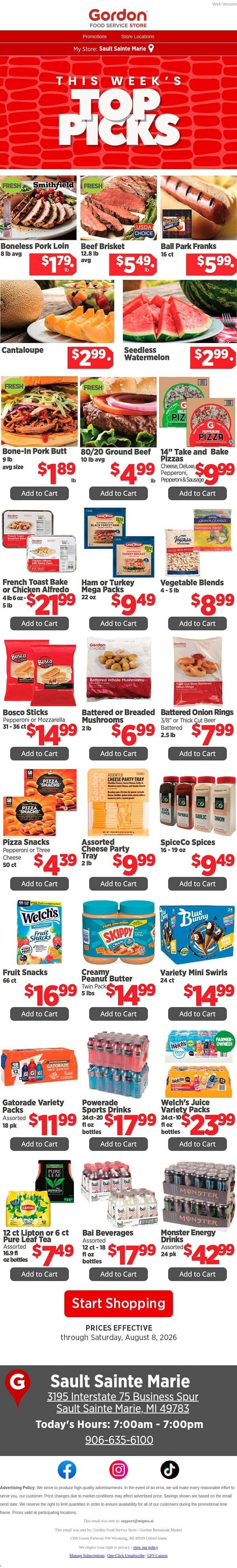 Easy weeknight dinners start here email from GFS Store screenshot