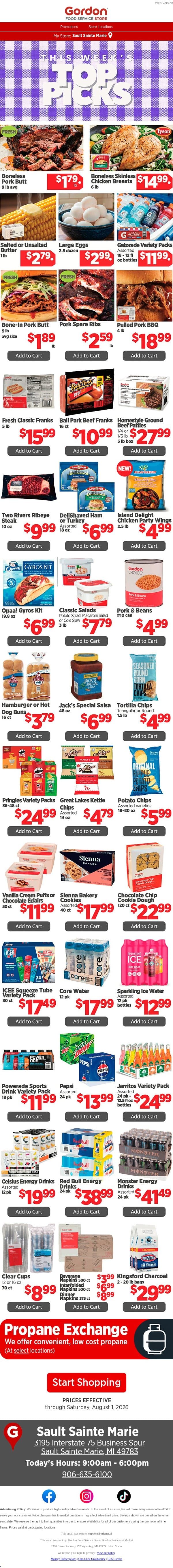 Save on your weekly staples! email from GFS Store screenshot