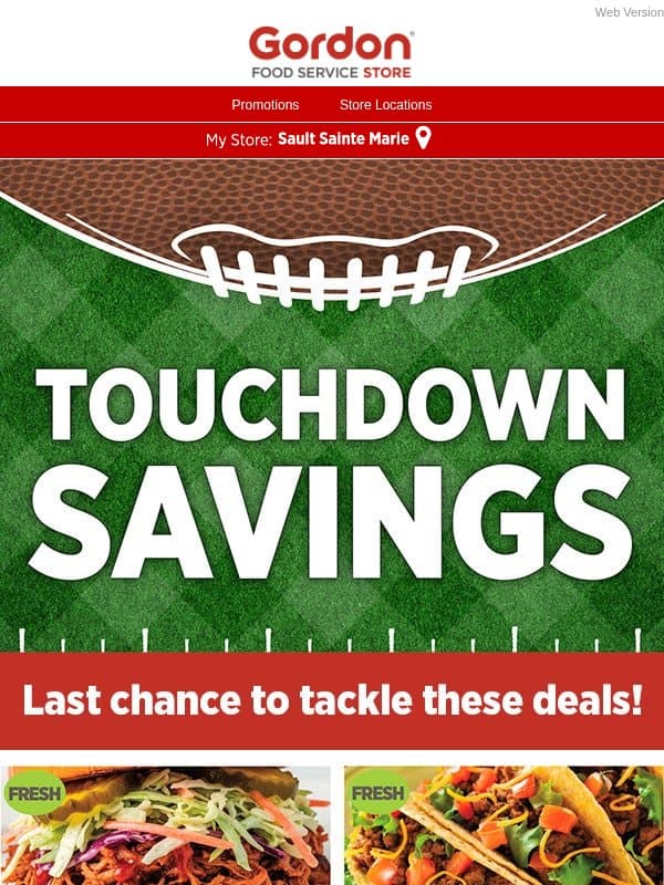 LAST CHANCE to tackle these deals🏈🔥 email from GFS Store