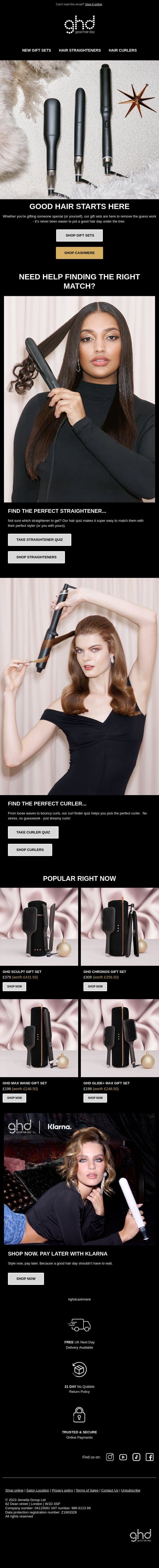 Give Them Perfect Hair: Shop ghd Gift Sets 🎁✨ email from GHD screenshot