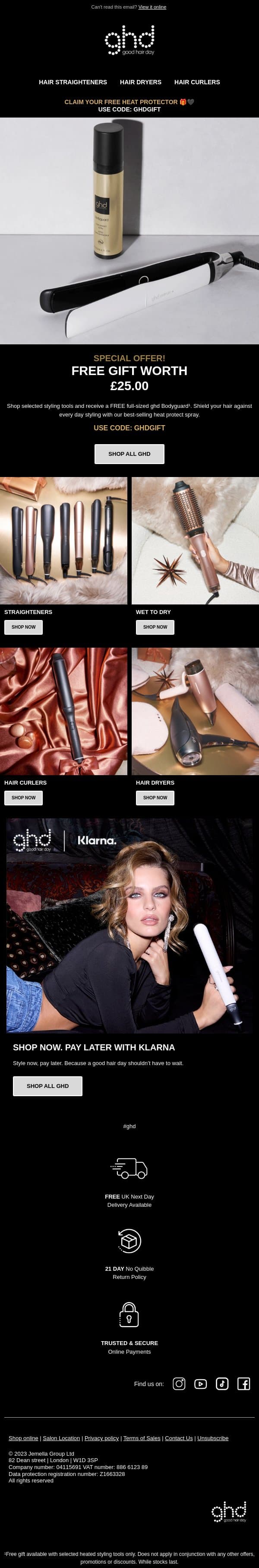 Last Chance to Claim Your FREE Gift ✨ email from GHD screenshot