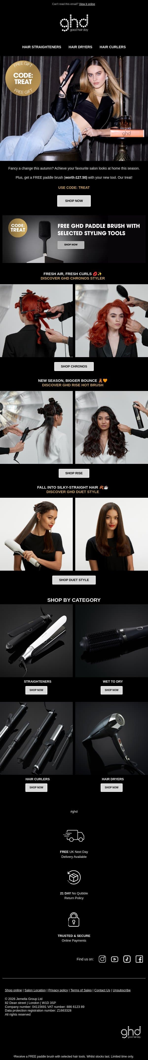 Autumn Hair Starts Here + FREE Brush Inside 🤎🧸 email from GHD screenshot