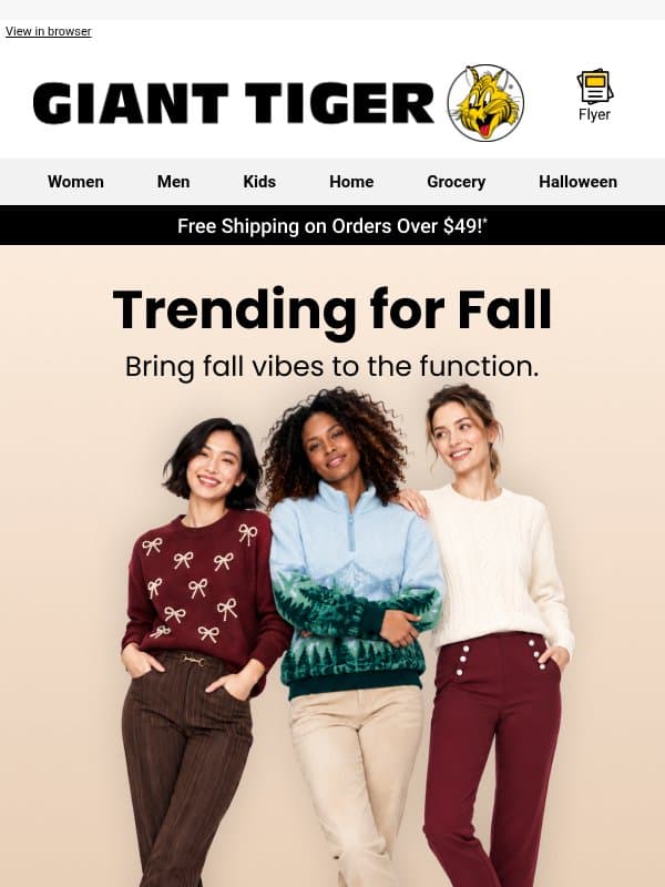 Fall styles at prices worth a double look email from Giant Tiger