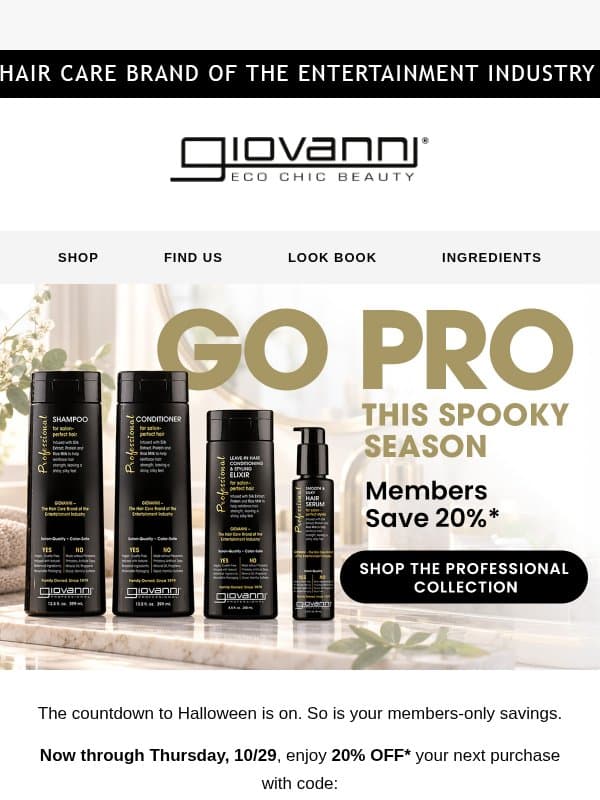 20% OFF* The Professional Collection 🎃 email from Giovanni Cosmetics