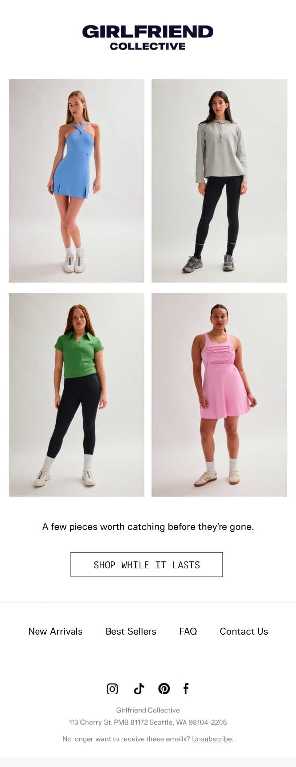 Before they’re gone email from Girlfriend Collective screenshot