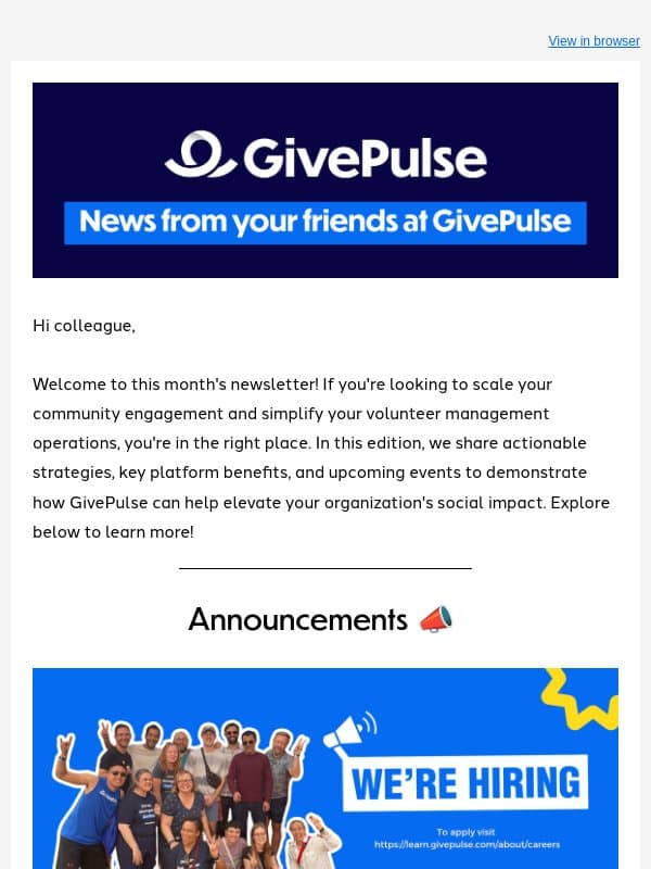 ✨ Streamline Your Volunteer Operations & Scale Your Impact email from GivePulse