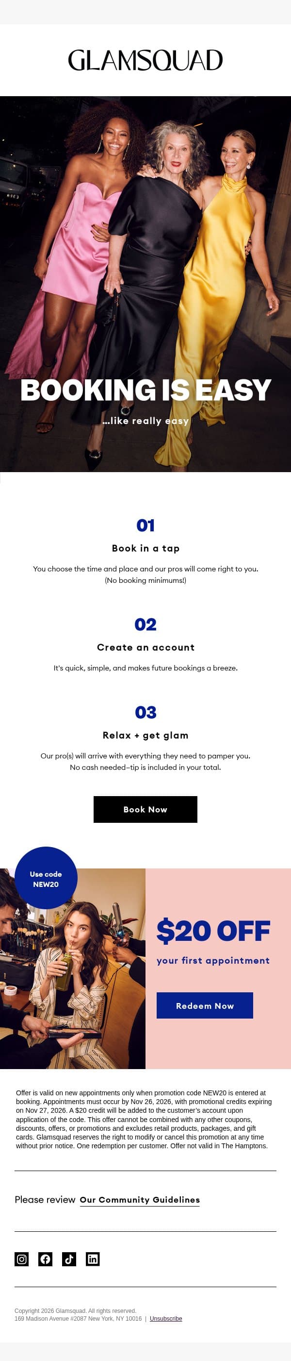 1,2,3-glamđź’‹ email from GlamSquad screenshot