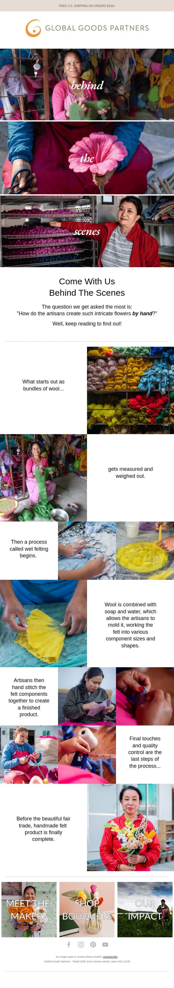 Behind The Scenes: Handmade Felt Flowers🌺 email from Global Goods Partners screenshot