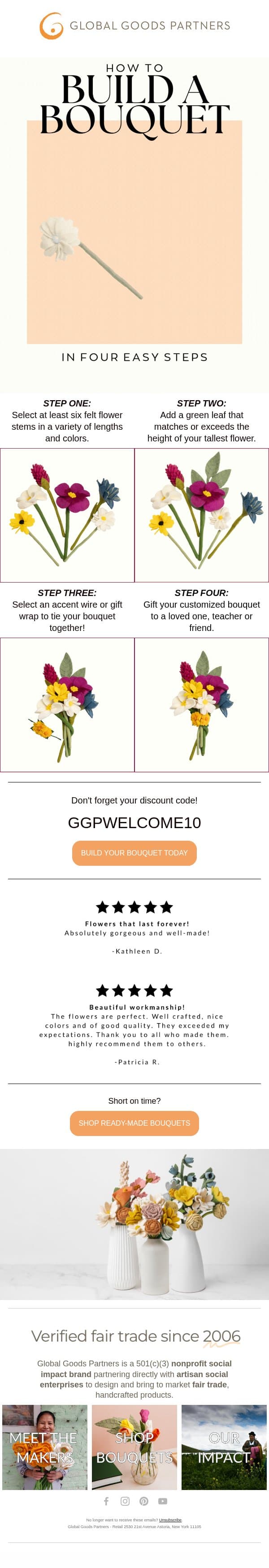 Build a Felt Flower Bouquet π email from Global Goods Partners screenshot