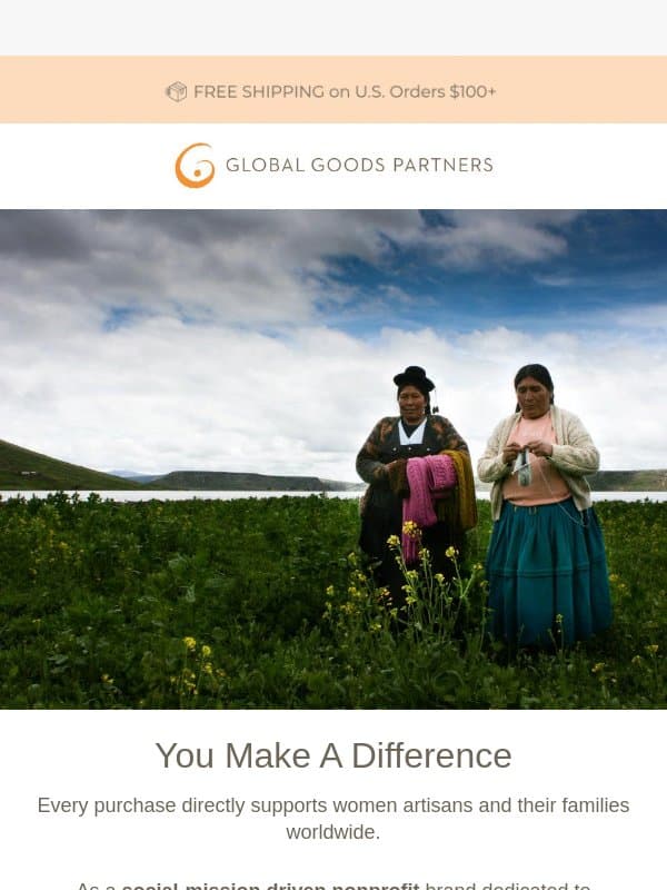 Your Purchase Makes A Difference 🌍 email from Global Goods Partners