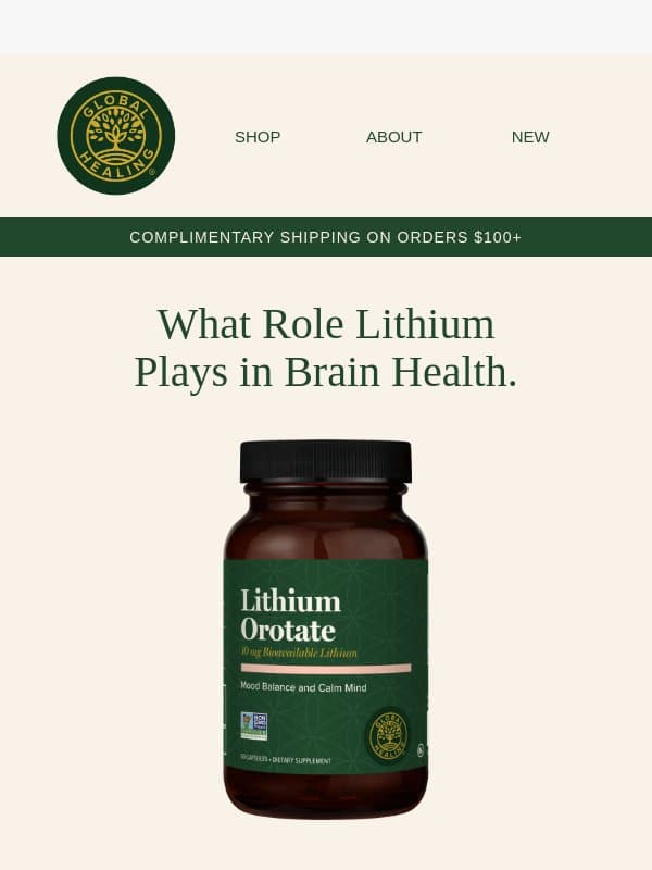 A New Conversation Around Lithium email from Global Healing Center