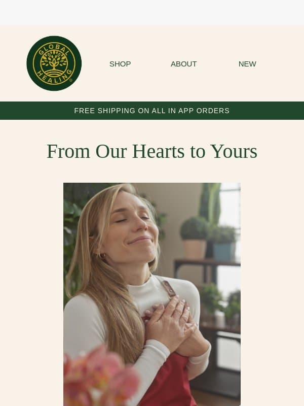 Happy Valentine’s Day email from Global Healing Center
