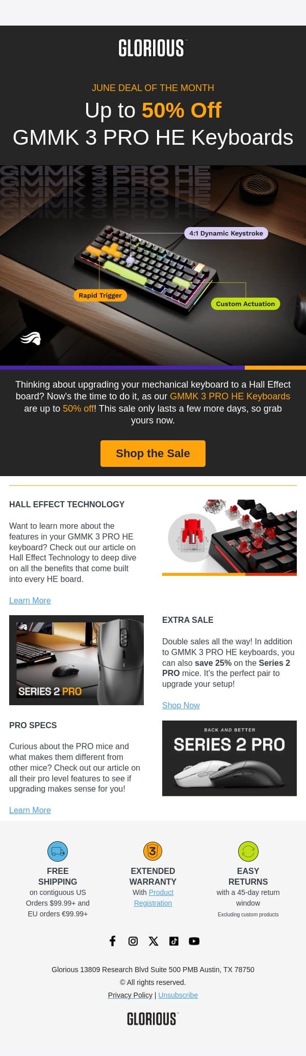 PRO Series Sales 🤩 email from Glorious PC Gaming Race screenshot