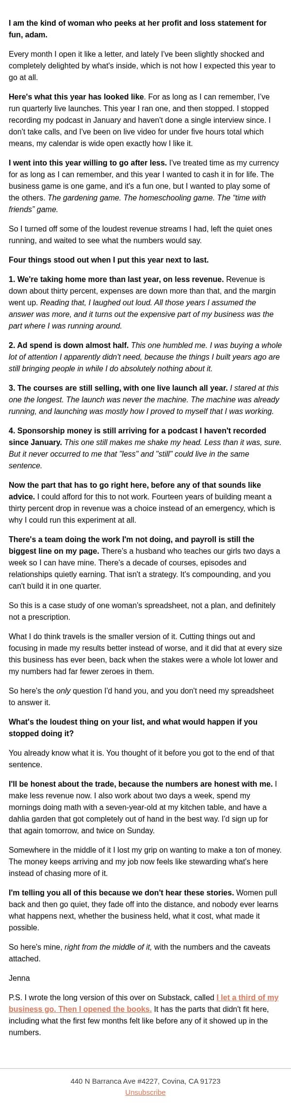 Under 5 hours on camera all year email from Goal Digger Podcast (Jenna Kutcher) screenshot