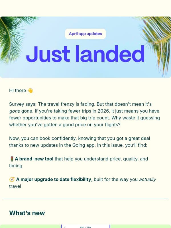 Just Landed | Book with confidence 👍 email from Going