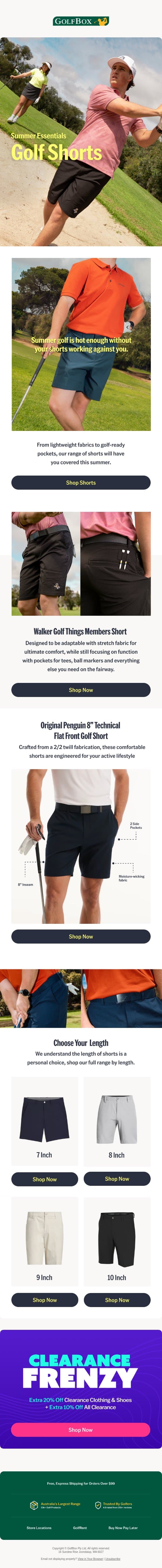 Essential Shorts For Summer ☀️ email from GolfBox screenshot
