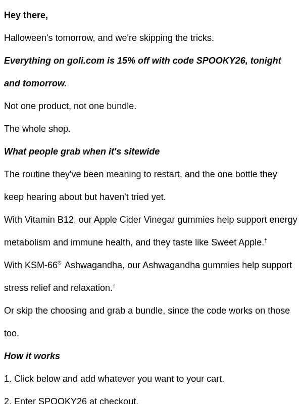 the spooky part is how much you save email from Goli Nutrition