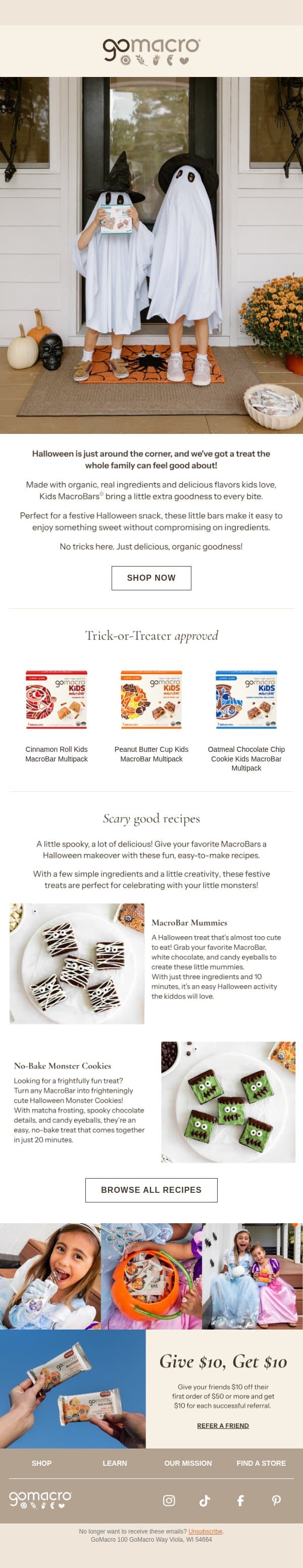 No Tricks, Just Clean Treats! ๐ email from GoMacro screenshot