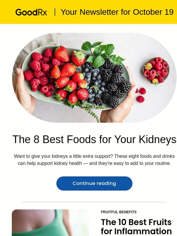 The 8 Best Foods for Your Kidneys email from GoodRx Care