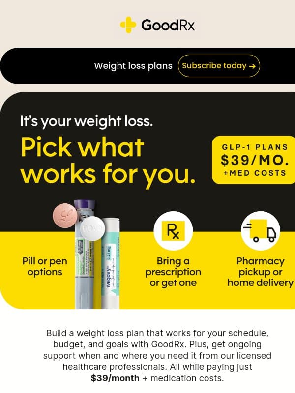 Weight loss that’s built for real life email from GoodRx Care